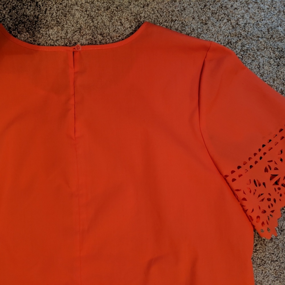 J. Crew Orange Lazer Cut Sleeve Blouse